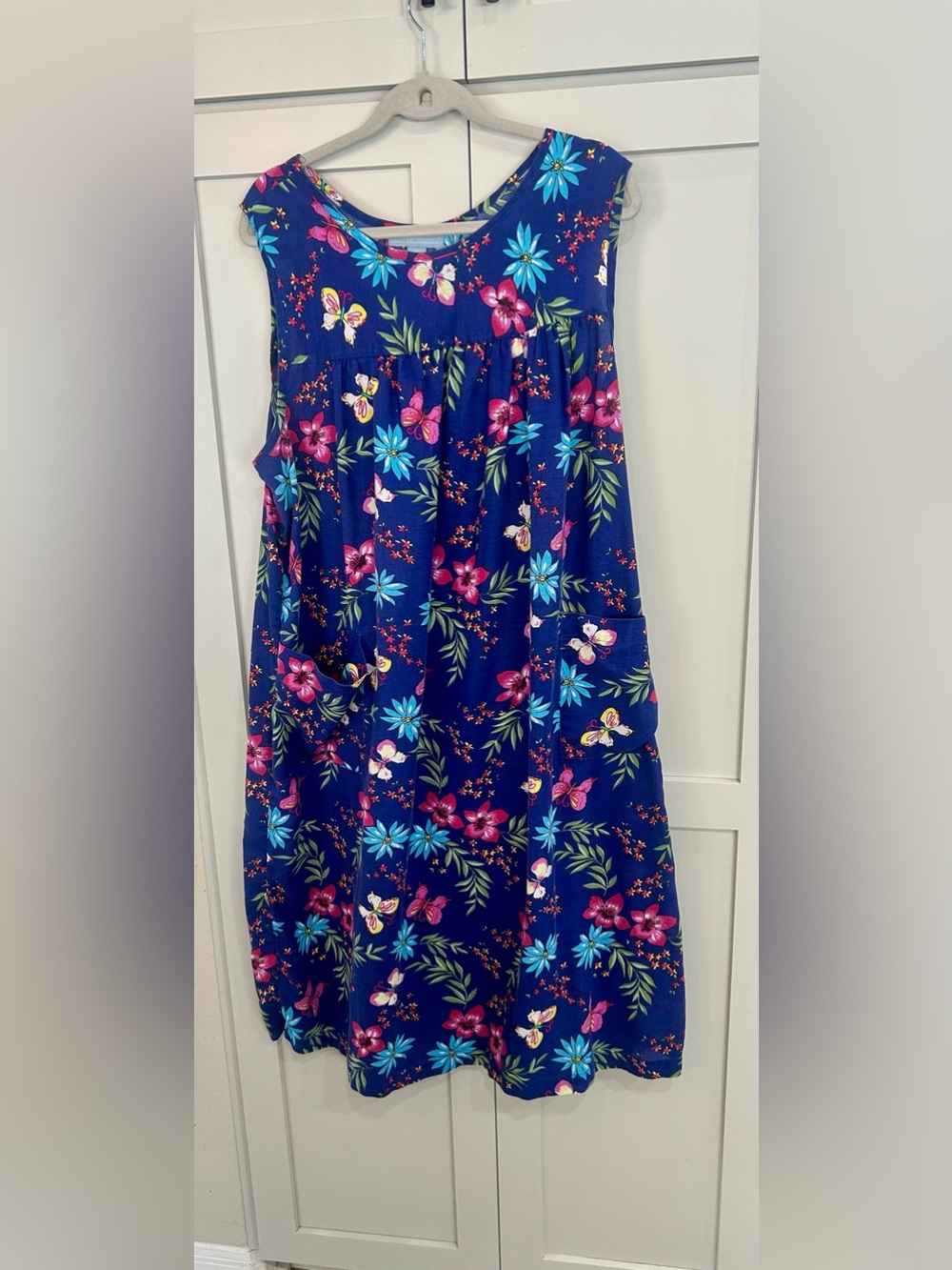 Only Necessities Navy Floral Butterfly Mumu Large
